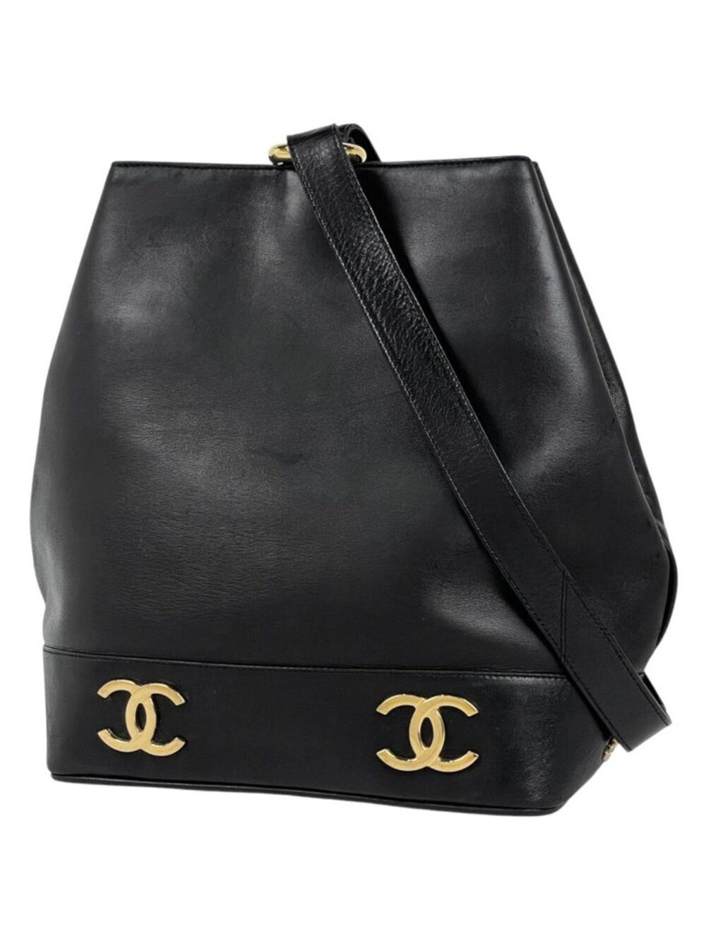 Chanel Shoulder Bag CC Logo Leather Black